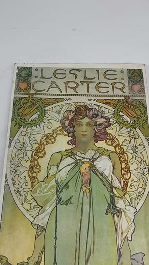 Stunning 1930’s  Vintage Alphonse Mucha "Leslie Carter" Art Nouveau Lithograph Poster