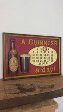 Load and play video in Gallery viewer, Vintage Guinness wooden calender sign, wall plaque, advertising, brewery, stout, ale, bar pub, picture, collectibles, Ireland, foreign extra
