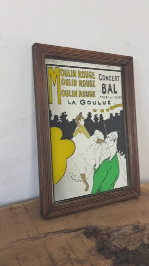 Vintage art nouveau mirror, La Goulue’ at The Moulin Rouge by Henry De Toulouse- Lautec, Paris bar, Artwork, Wall Art