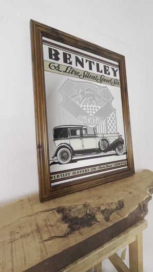Art Deco Bentley mirror, London advertising mirror, exclusive car automobile manufacturer, picture wall art