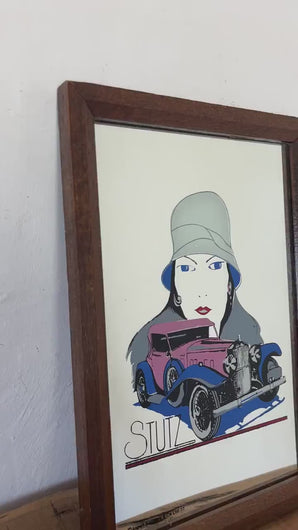 Art deco vintage Stutz advertising  mirror, car, automobile, Americana, wall art, aspell saggers & co ltd 77