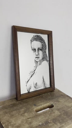 Vintage nude art nouveau mirror, sensual lady, lady, portrait, retro, wall art, collectible piece