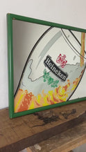 Load and play video in Gallery viewer, Vintage Heineken lightbox mirror, lamp wall art, brewery advertising, lager beer pub and bar collectible
