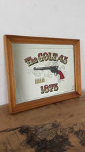 Load and play video in Gallery viewer, Stunning vintage Colt. 45 pistol advertising mirror, Americana, western, collectibles
