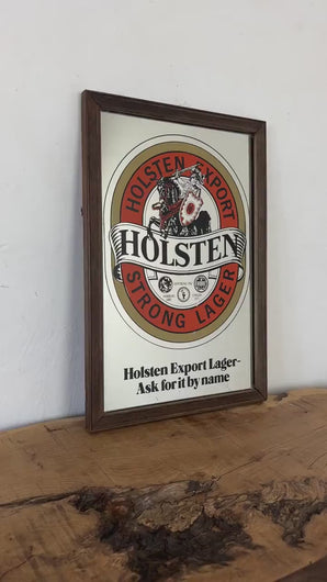 Holsten export vintage mirror, German lager beer sign, brewery collectables advertising piece, pub mirror, vintage breweriana