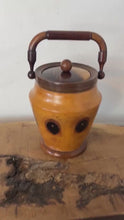 Load and play video in Gallery viewer, Vintage attractive teak caddy, turned wooden jug, natural design, home storage, home decor, kitchen collectable
