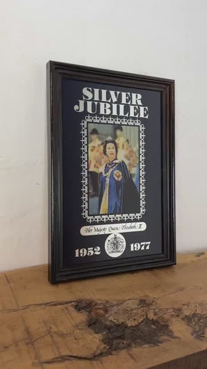 Vintage Silver Jubilee collectable mirror, Queen Elizabeth II, Royal souvenir, memorabilia wall art, picture, London sign, british royal