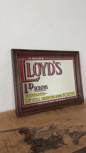 Lloyds Screws tobacco advertising  mirror, smoking memorabilia, english brand, wall art, collectibles piece