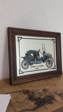 Load and play video in Gallery viewer, Vintage Ford Model T 1910 advertising mirror, Americana automobile collectable, car sign, transport picture
