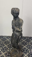 Load and play video in Gallery viewer, 19th Century Venus Italica garden statue, Victorian era lady, ebonised sculpture, outdoor figure, antique decor, period home
