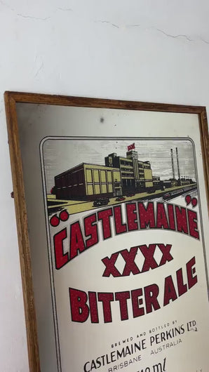 Antique pre 1950’s Castlemaine xxxx bitter ale mirror, advertising Australia pub and bar collectibles,breweriana piece
