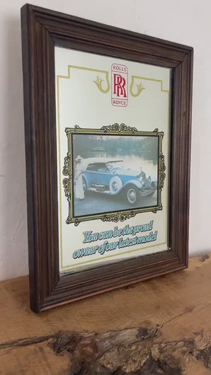 Elegant Rolls Royce vintage mirror, automobile car picture, transport collectable, wall art, advertising mirror