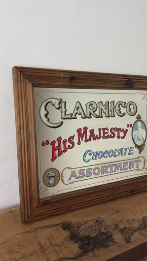 Vintage Clarnico his majesty Chocolate Assortment mirror, royal advertising, confectionery collectibles