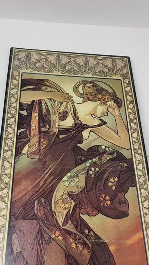 Beautiful vintage Mucha Evening Star artwork sign, art nouveau picture, advertising wall art, Czech artist, Paris collectables plaque