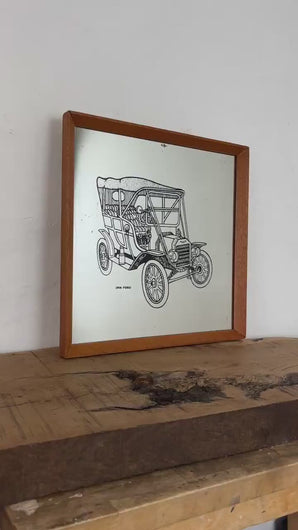 Ford Model T 1909 advertising mirror, Americana sign, automobile collectable, vintage car, transport picture