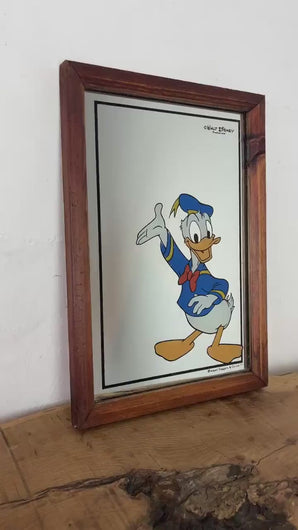 Vibrant Donald Duck mirror, Walt Disney animation, film and TV, aspell saggers, vintage picture, children collectibles