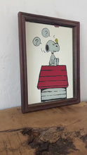 Load and play video in Gallery viewer, Vintage mid-century Snoopy advertising mirror, Schulz art, cartoon artist, comic strip, film and TV, American cartoonist, pet beagle
