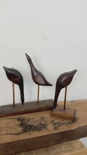 Load and play video in Gallery viewer, Vintage pair of metal and wooden birds, figurines and ornaments, nature sculptures, wildlife art, art sculptor, interior design, retro art
