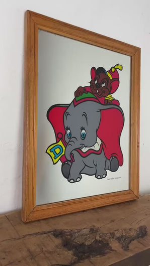Vintage Dumbo film and movie mirror, cute elephant animation, collectibles, children's book advertising, kids' bedroom wall decor