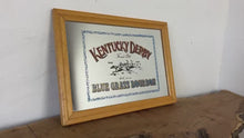 Load and play video in Gallery viewer, Vintage Kentucky Derby blue grass bourbon mirror, advertising sign, Americana wall art, pub mirror, man cave decor
