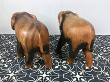Load image into Gallery viewer, Pair Vintage Carved Asia Elephants sculpture, figure, art work, Home Decor, wooden rosewood
