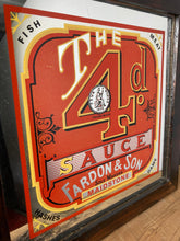 Load image into Gallery viewer, Vintage advertising food mirror, 4d sauce Fardon and son, British collectible, pub and bar piece
