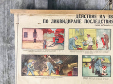 Load image into Gallery viewer, Vintage original fire and rescue, military poster, picture, communism, Eastern European, collectible piece, first aid after airstrike
