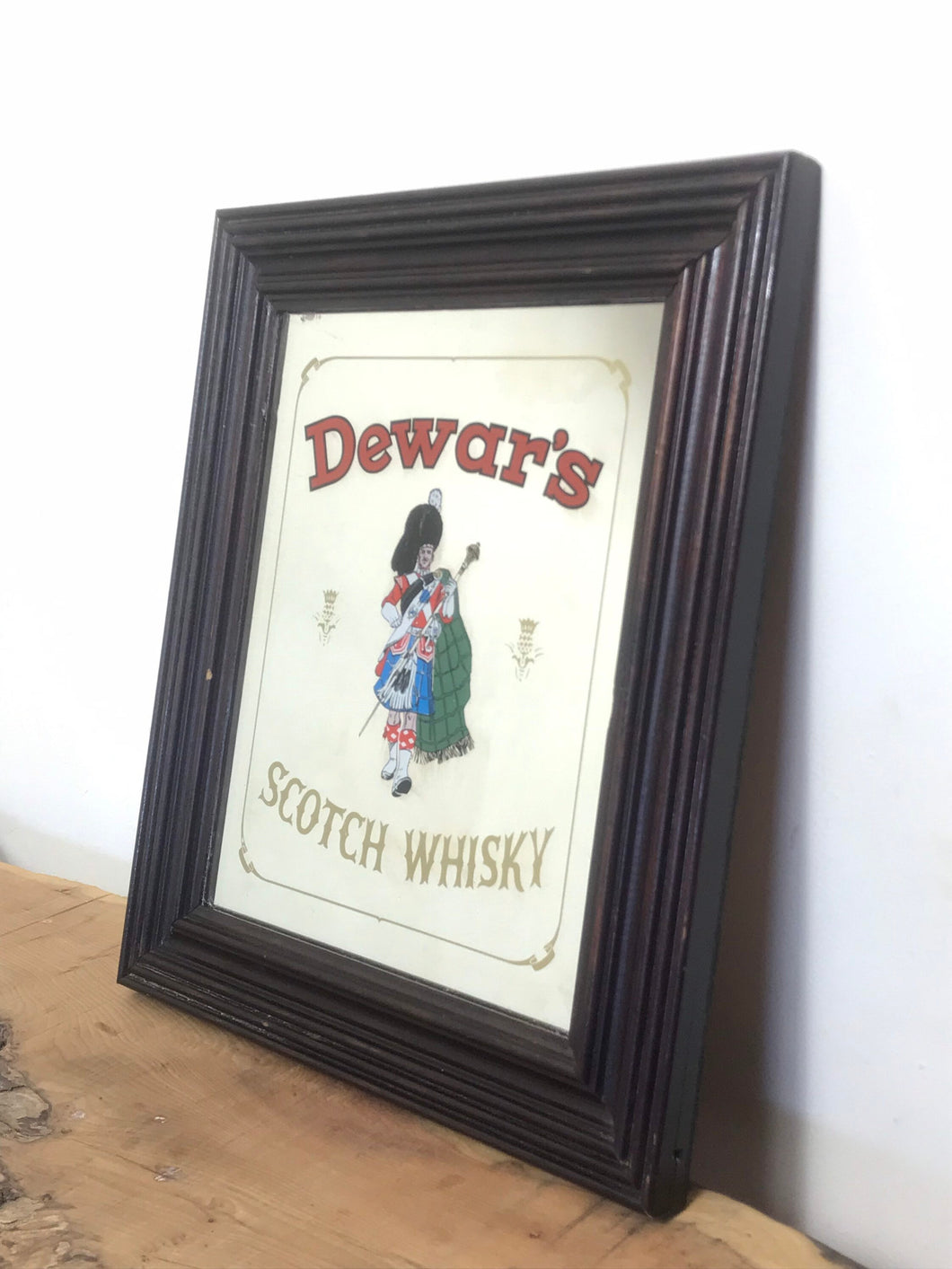 Vintage Dewars pub mirror, scotch whisky mirror, advertising collectibles piece, food and drink mirror