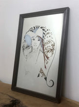 Load image into Gallery viewer, Lovely vintage art nouveau mirror, lady with hat, collectibles design
