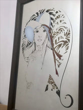 Load image into Gallery viewer, Lovely vintage art nouveau mirror, lady with hat, collectibles design
