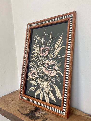 Antique Art Deco, flowers mirror, 1930’s, wall art, home decor, collectibles piece, interior design, glass work, picture frame, gift idea