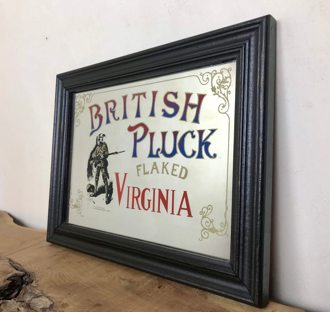 Antique British pluck, flaked Virginia tobacco, cigarettes advertising, war mirror, collectibles piece