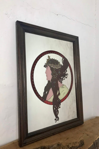 Glamorous vintage art nouveau picture mirror wall art lady collectibles