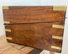Load image into Gallery viewer, Beautiful antique Victorian 19th century writing slope chest box with key walnut stunning
