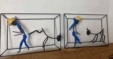 Load image into Gallery viewer, Vintage 1970s celebrate Ls Lowry, metal string figure, textiles boxes, artwork, wall art
