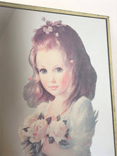 Load image into Gallery viewer, Vintage Victorian young girl, flowers pictures mirror, collectibles piece

