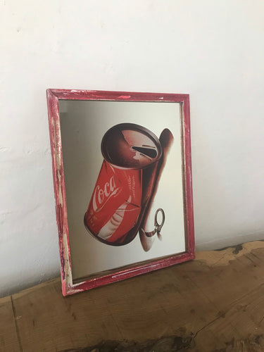 Vintage pop art Coca Cola can mirror, advertising, soft drink, Americana collectibles