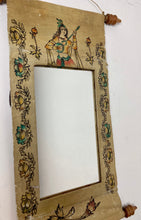 Load image into Gallery viewer, Mid 20th century leather scroll mirror Indian Indonesian hand painted wall art
