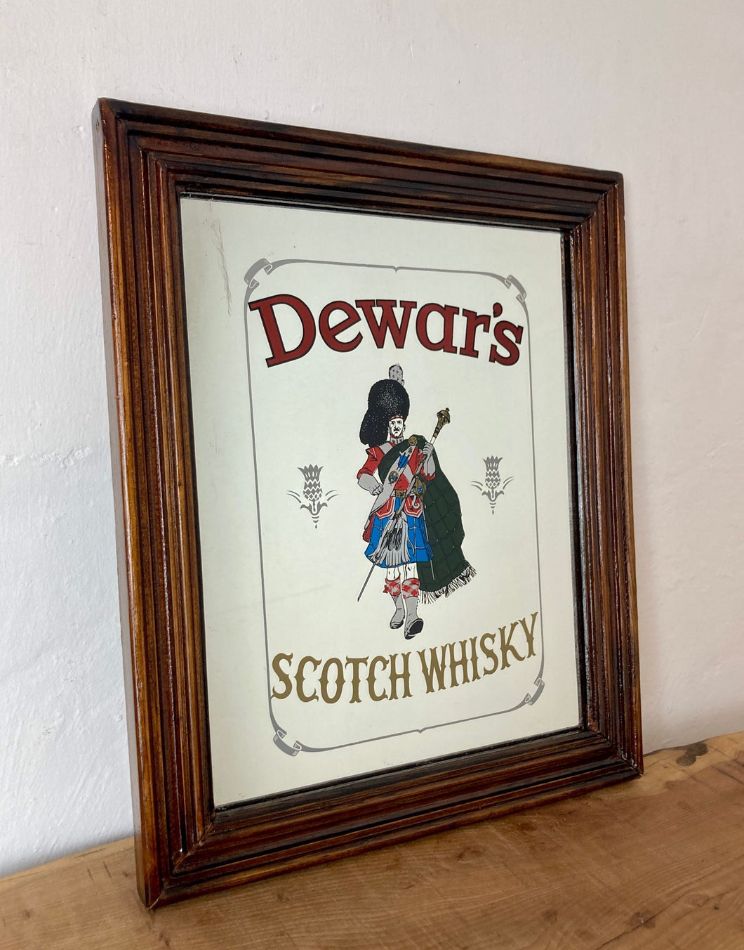 Dewars vintage Scotch whisky mirror advertising wine spirits bar pub collectibles piece