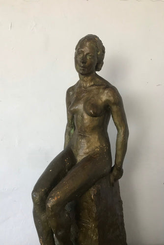 Elegant antique art nouveau sculpture John Friend 1937 art work figure lady plaster