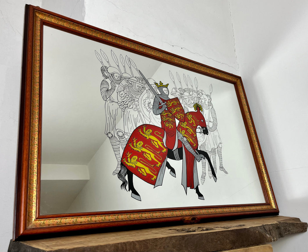 Vintage William the conquer historical mirror, picture mirror, royal family, battle of Hastings, interior design