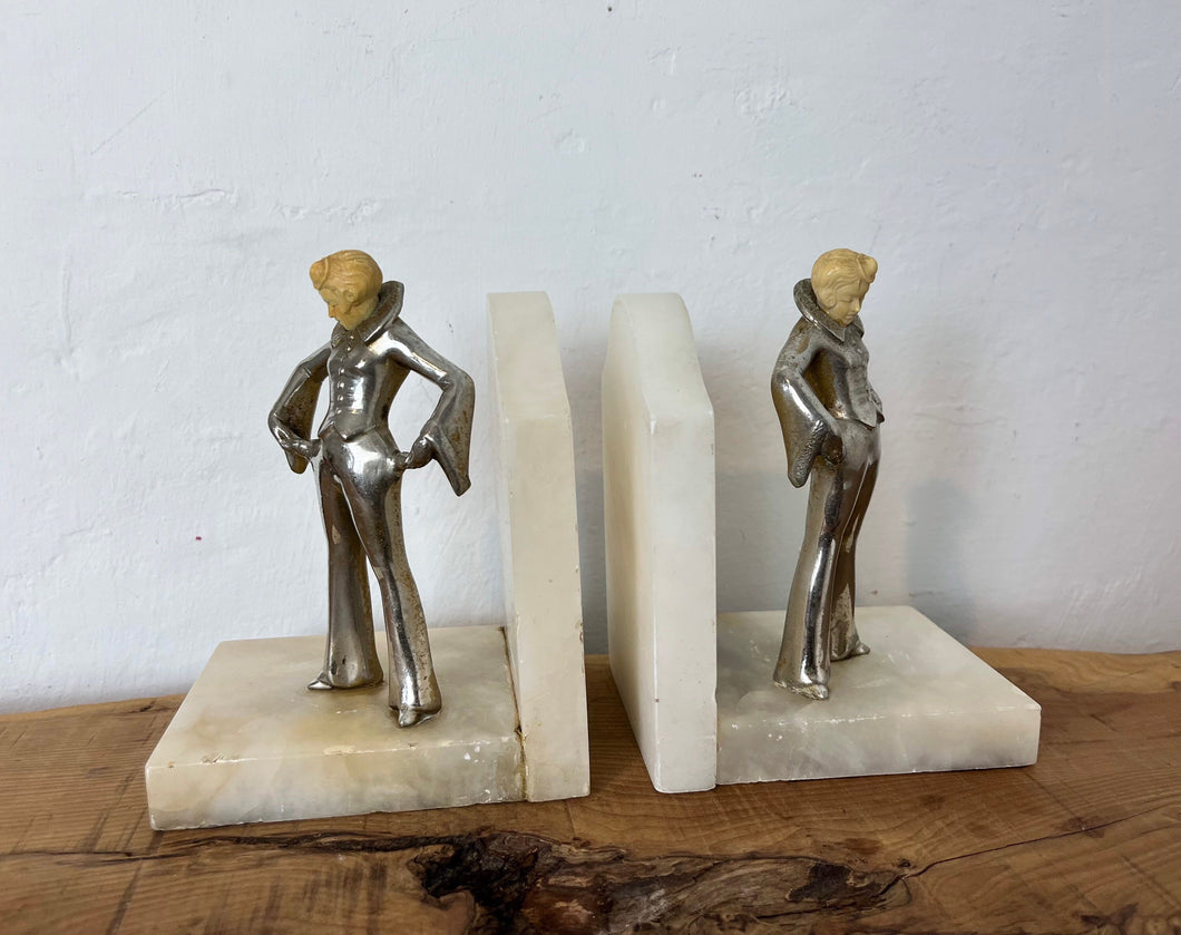 Art deco bookends ,marble lady bookends, 1930's lady design
