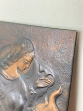 Load image into Gallery viewer, Vintage art nouveau lady copper plaque, wall art decoration, legend of Tamar
