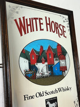 Load image into Gallery viewer, White Horse Scotch pub mirror, whiskey mirror, vintage collectibles, advertising piece, pub and bar mirror
