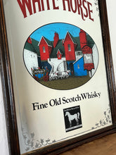 Load image into Gallery viewer, White Horse Scotch pub mirror, whiskey mirror, vintage collectibles, advertising piece, pub and bar mirror
