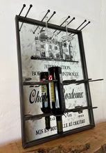 Load image into Gallery viewer, Vintage French wine rack, advertising mirror,mid-century wine holder, home decor, food and drink collectibles
