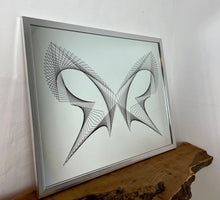 Load image into Gallery viewer, Excellent abstract mirror featuring a spiral butterfly with intricate design and a modern vintage feel. Atomic style finish with excellent detail, designer interior design piece.
