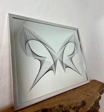 Load image into Gallery viewer, Incredible abstract mirror featuring a spiral butterfly with intricate design and a modern vintage feel. Atomic style finish with excellent detail, designer interior design piece.
