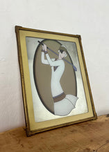 Load image into Gallery viewer, Mid-century art deco lady golf mirror, wall art, home decor, picture mirror, sports collectible
