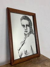 Load image into Gallery viewer, Stunning nude wall art mirror featuring a glamorous lady in a naked style with intricate portrait detail, created in the noir style, will impact your home decor.
